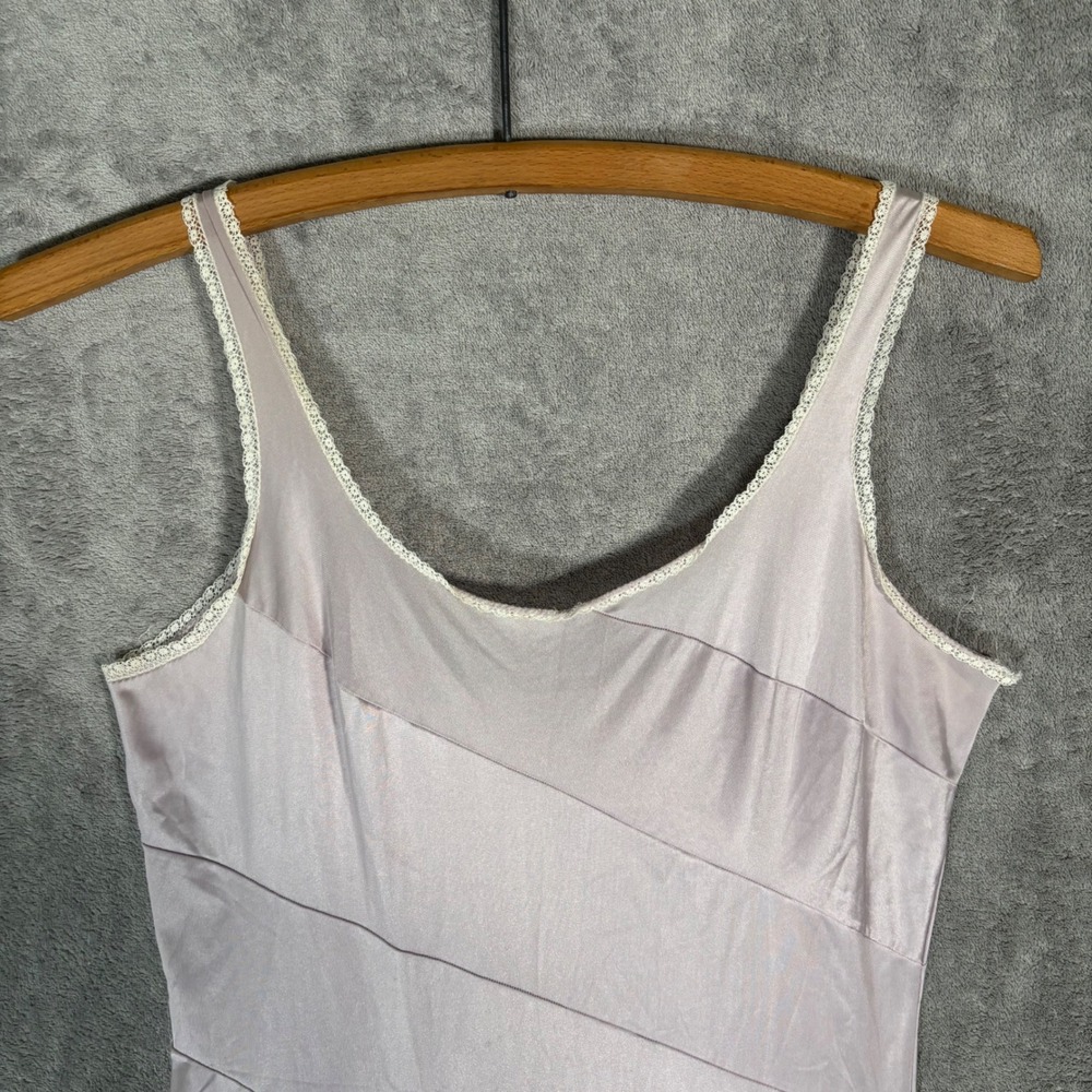 Vintage Lavender Satin Maxi Slip Dress Lace Trim Purple Ethereal Dainty Size S - Picture 8 of 13